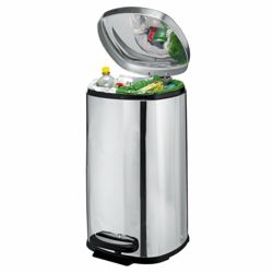 Tesco 40L square polished stainless steel 2 section bin