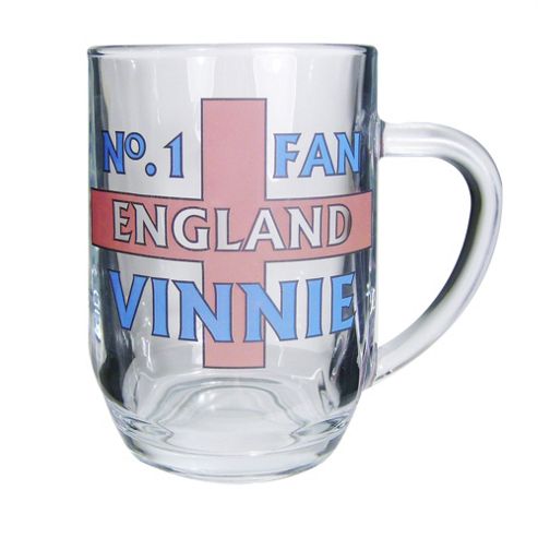 Image of Personalised No1 England Fan Pint Glass Beer Tankard