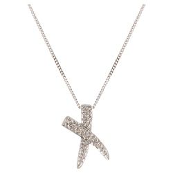 9ct White Gold Diamond Kiss Pendant