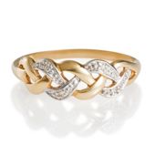 9ct Gold Diamond Link Ring, L