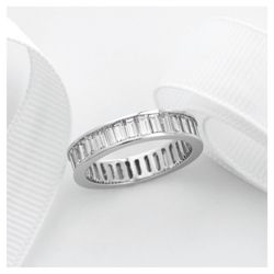 Sterling Silver Cubic Zirconia Baguette Ring, Large