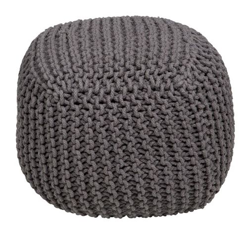 Image of Kaikoo Chunky Knit Bean Bag Cube, Grey