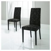 Pair of Lucca chairs, black damask with black legs