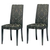 Lucca Pair Of Chairs Black legs & Black Damask
