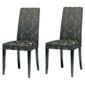 Lucca Pair Of Chairs Black legs & Black Damask