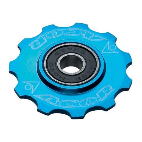 Image of Acor 10t Cnc Alloy Jockey Wheel: Blue