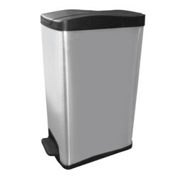 Slimline polished stainless steel bin 40L