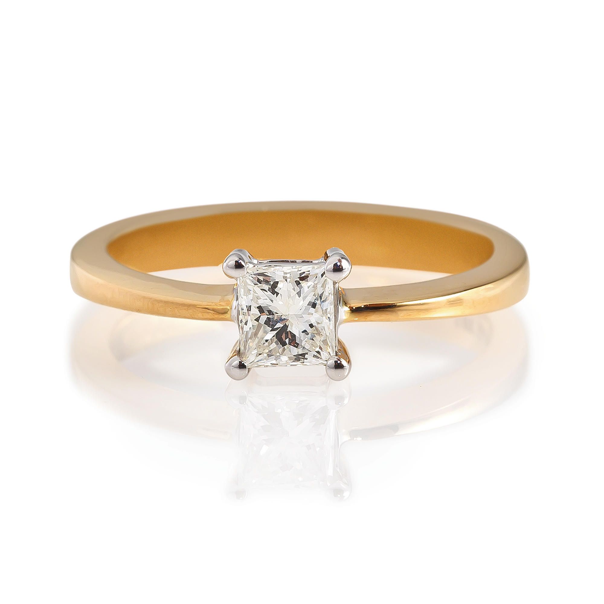 18ct Gold 1/2ct Diamond Princess Cut Ring, N at Tesco Direct