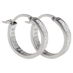 Sterling Silver Cubic Zirconia Baguette Earrings