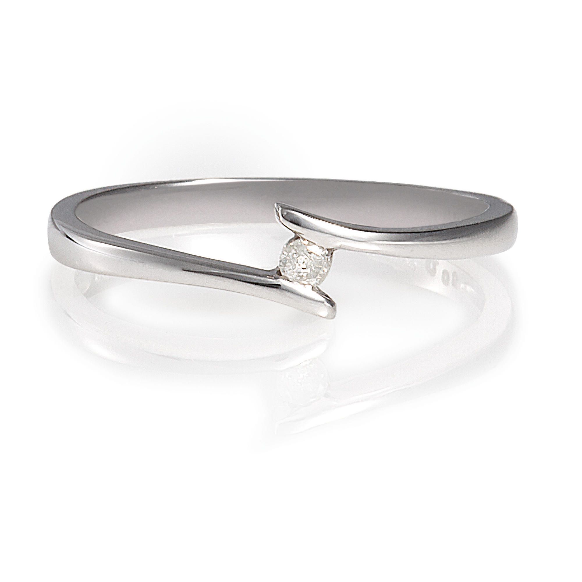 9ct White Gold Diamond Bypass Ring, N 9ct White Gold Diamond Bypass Ring, N