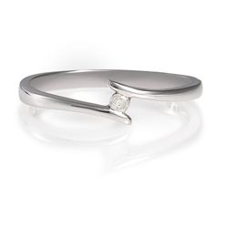 9ct White Gold Diamond Bypass Ring, N.