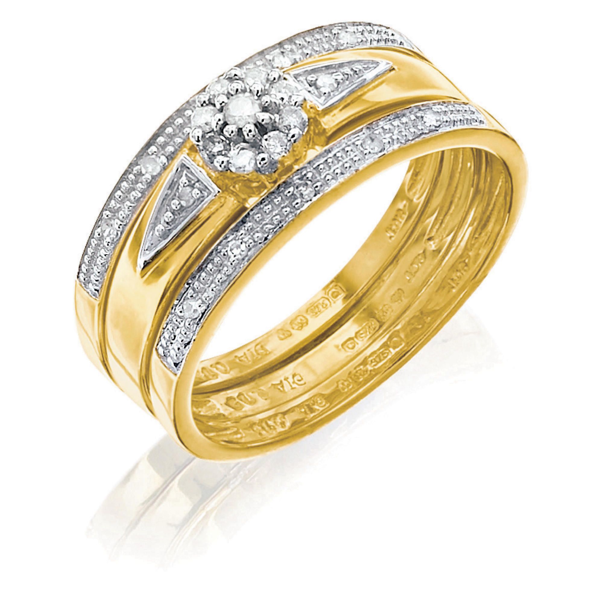9ct Gold Diamond Bridal Ring Set,P