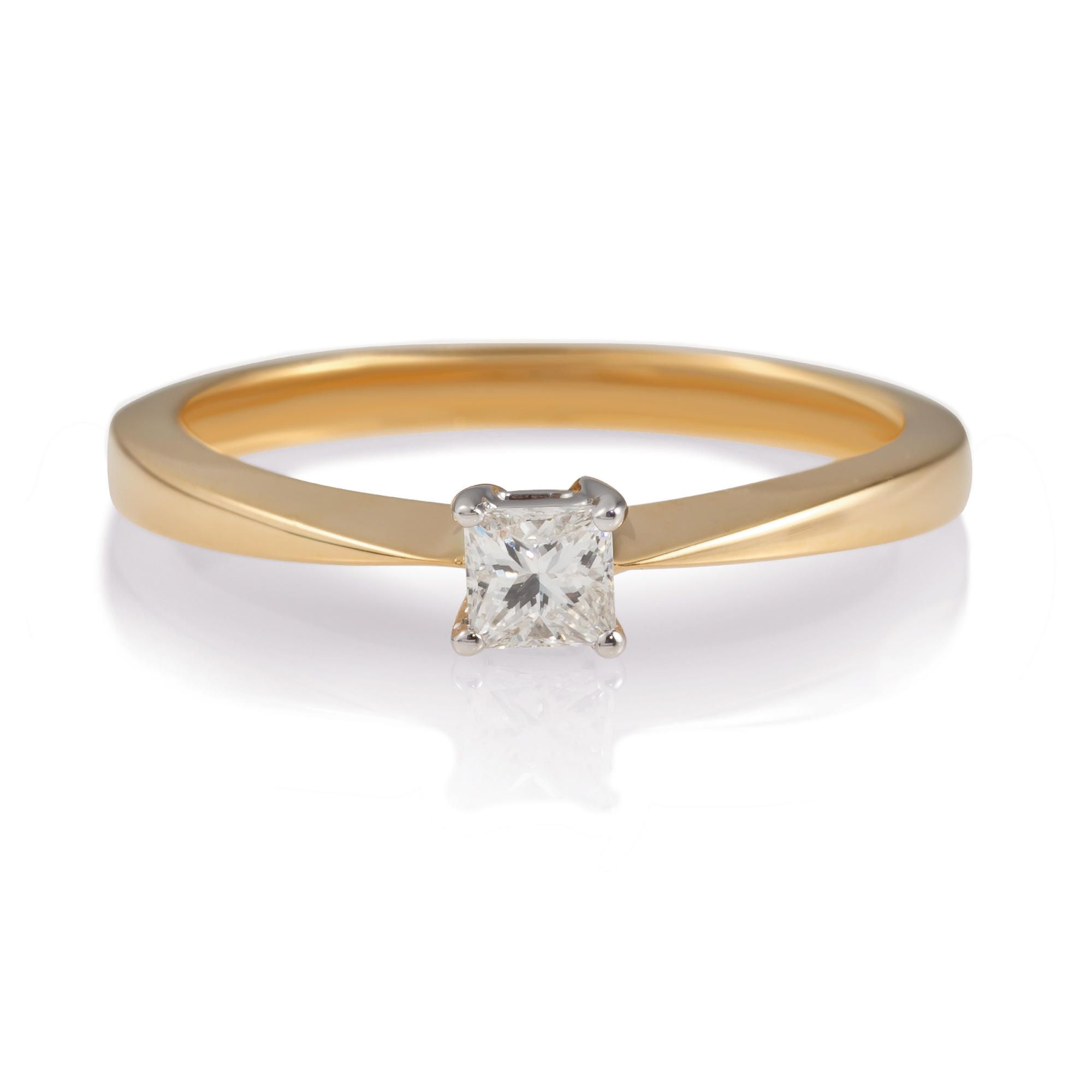 18ct Gold 1/4ct Princess Cut Ring,  P at Tesco Direct