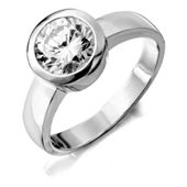 Sterling Silver Cubic Zirconia Rubover Ring, Medium