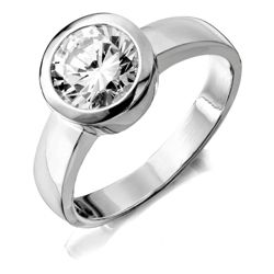 Sterling Silver Cubic Zirconia Rubover Ring, Medium