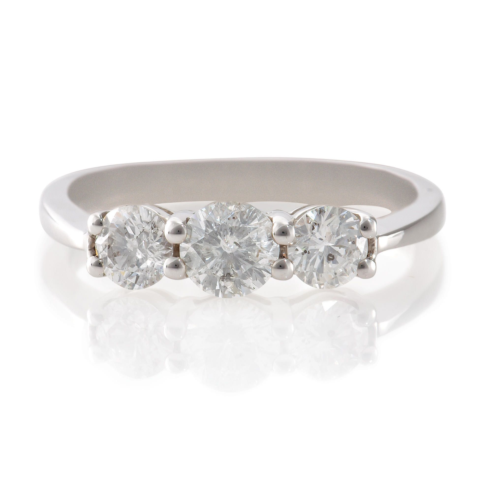 9ct White Gold 1ct Diamond 3 Stone Ring, N at Tesco Direct