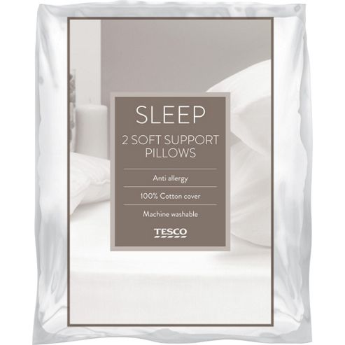 Image of Tesco Soft Cotton Cover Pillow Twinpack