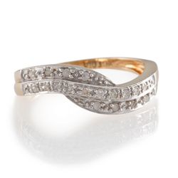 9ct Gold 11Pts Diamond Twist Ring, N