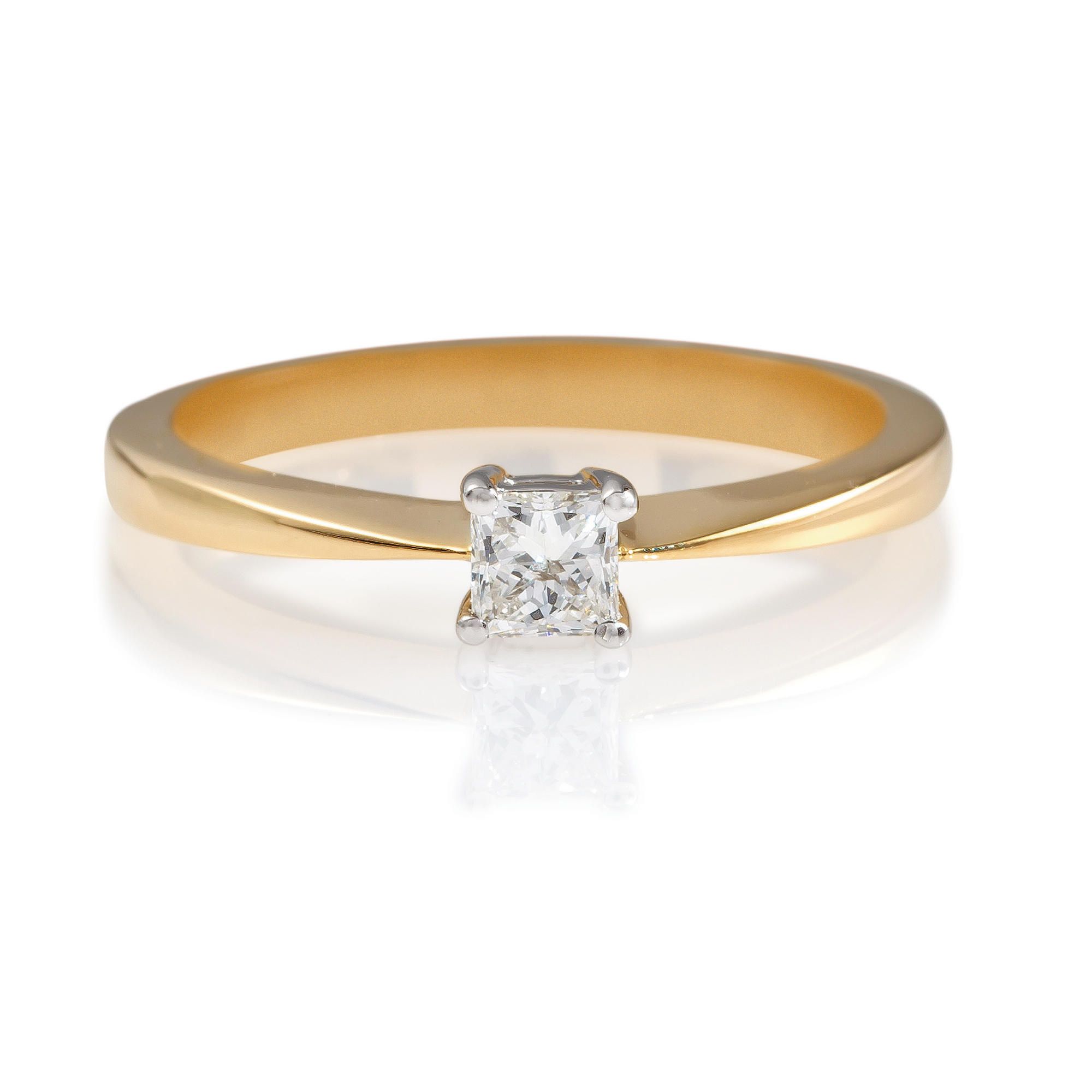 18ct Gold 1/4ct Diamond Princess Cut Ring, N at Tesco Direct