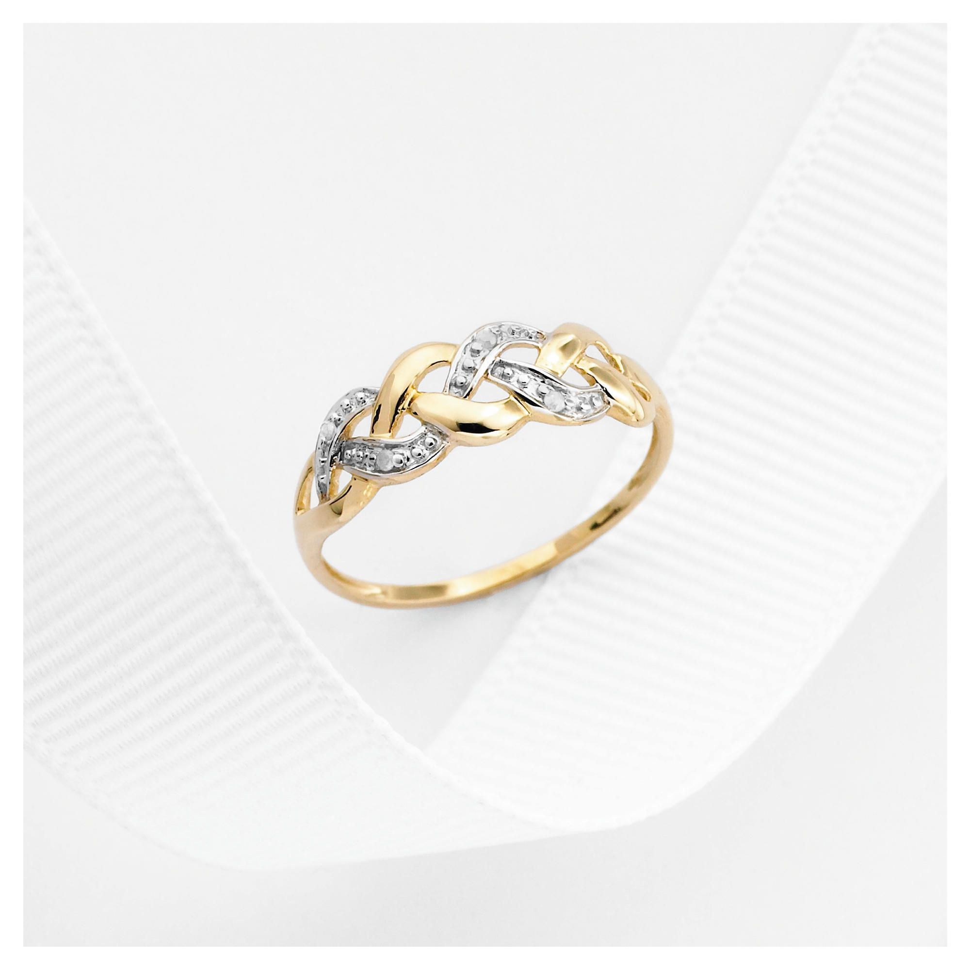 9ct Gold Diamond Link Ring, J 9ct Gold Diamond Link Ring, J