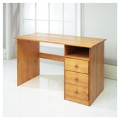 Vermont 3 Drawer Desk, Antique Pine