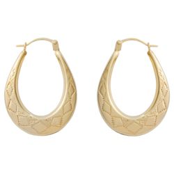 9ct Gold Diamond Cut Creole Earrings