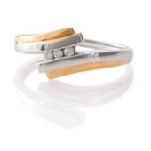 9ct Two Tone Gold Diamond Ring, L