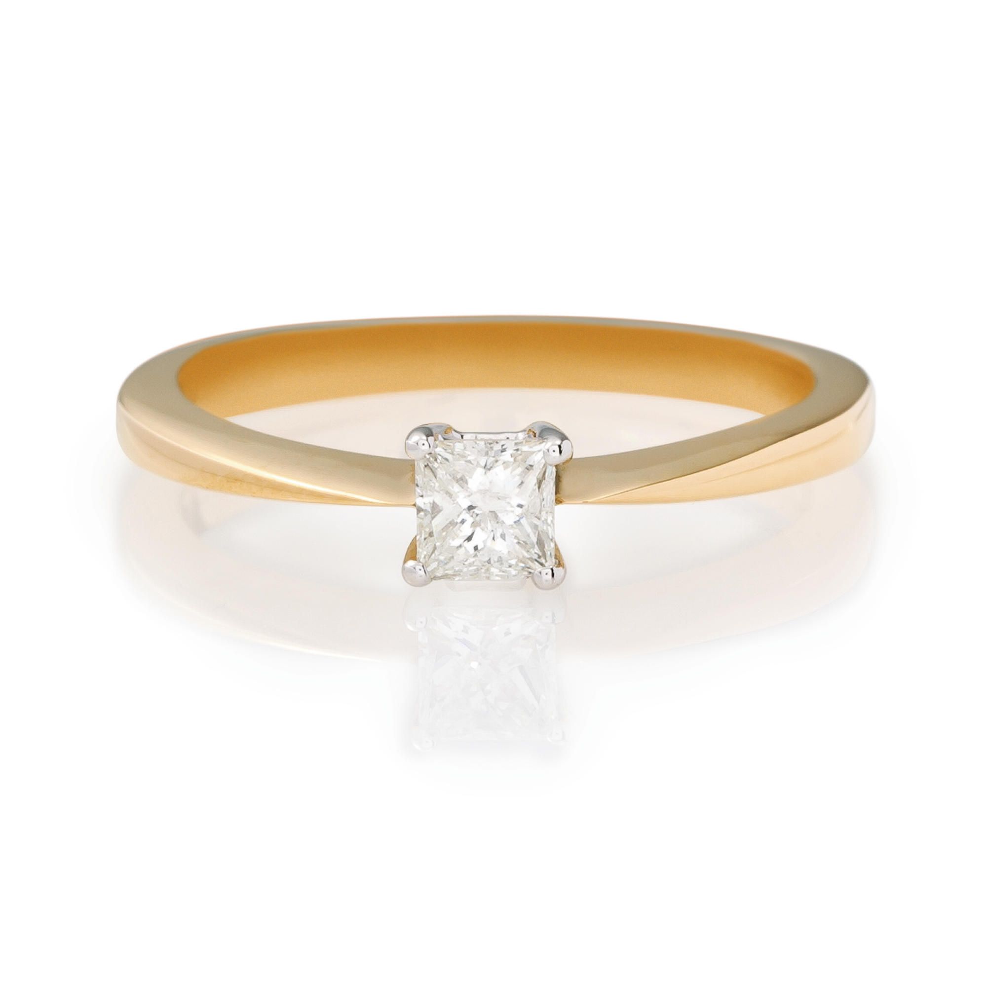 18ct Gold 1/4ct Princess Cut Ring,  L at Tesco Direct