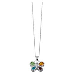 Sterling Silver 4 Colour Cubic Zirconia Butterfly Pendant