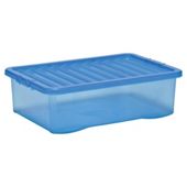 Wham Crystal 32L underbed box with lid, blue