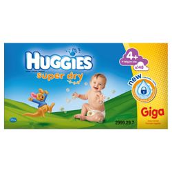 Huggies Super-Dry GIGA Pack Size 4+ (x 148)