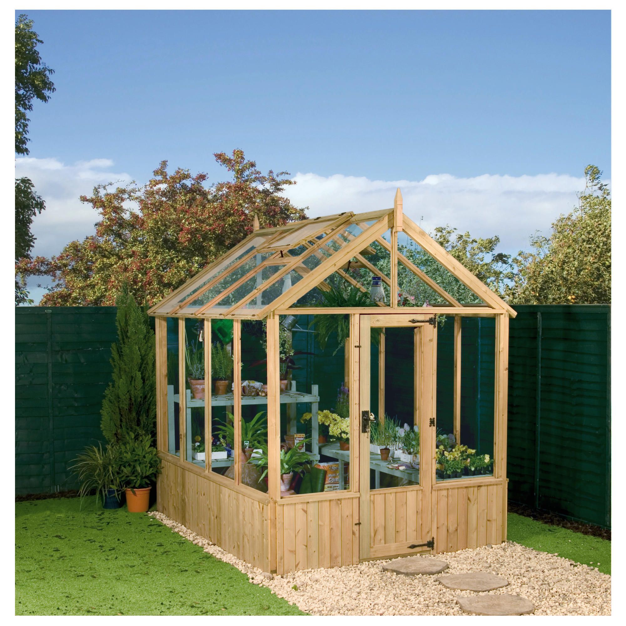 Mercia 8 X 6 Pressure Treated Greenhouse at Tesco Direct