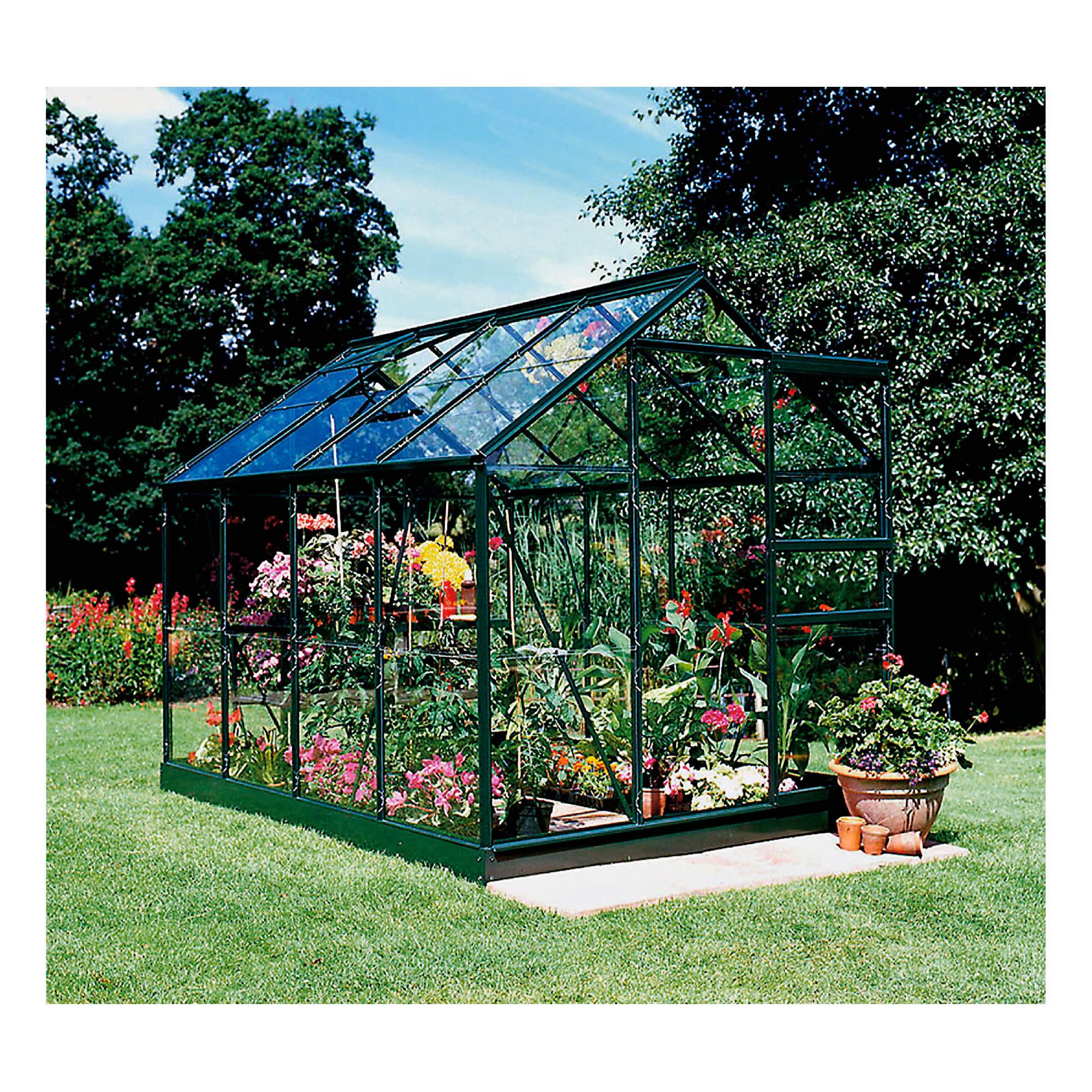 Halls 8x6 Popular Greenframe Greenhouse + Base - Toughened Glass at Tesco Direct