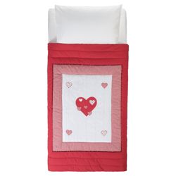 Tesco Kids Gingham Hearts Quilt, Red