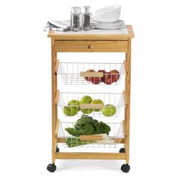 Pine Kitchen Trolley with Tile Top