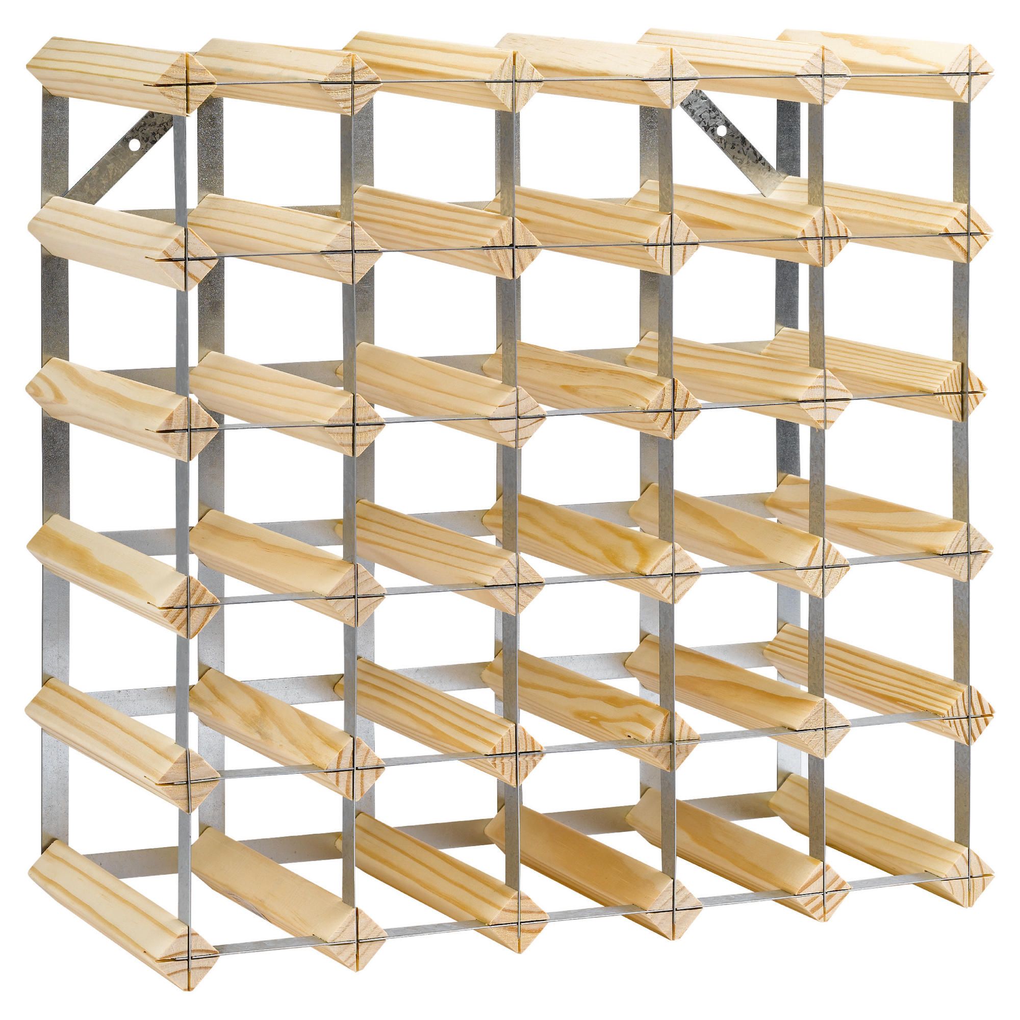 Ready To Assemble 30 Bottle pine and steel Wine Rack