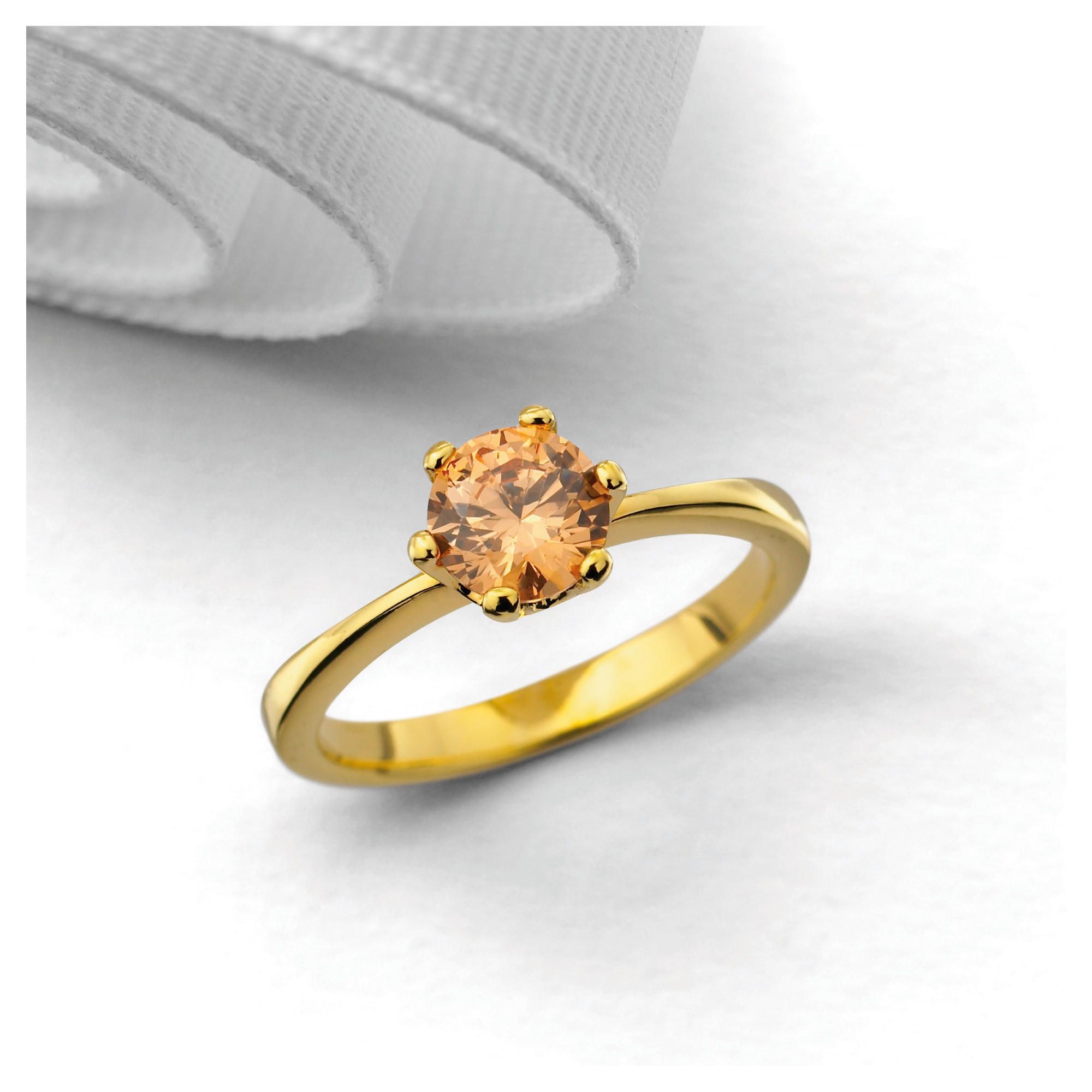 Pave Champagne Supernova Solitaire Ring, Medium Pave Champagne Supernova Solitaire Ring, Medium