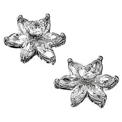 9ct White Gold Cubic Zirconia Flower Stud Earrings