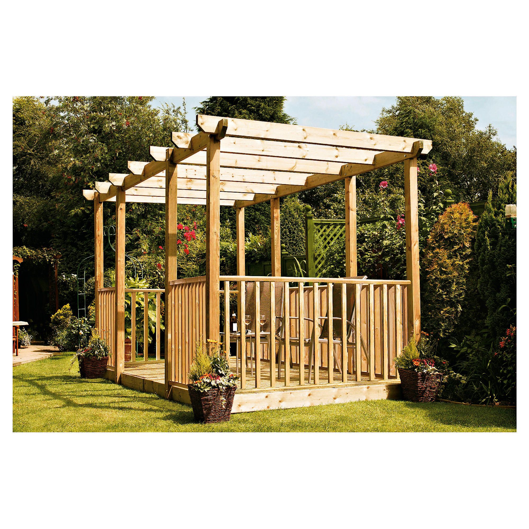 Finnlife Double Deck with Double Pergola & Balustrade at Tescos Direct