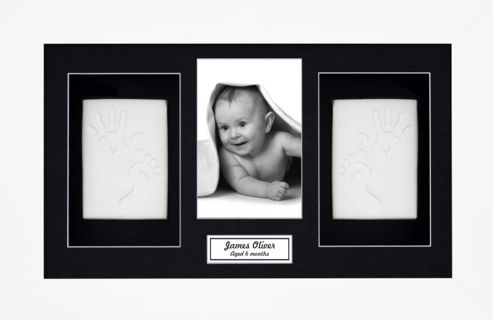 Image of Babyrice Soft Clay Dough Baby Handprints Footprints Kit With Display Frame White - Black - White
