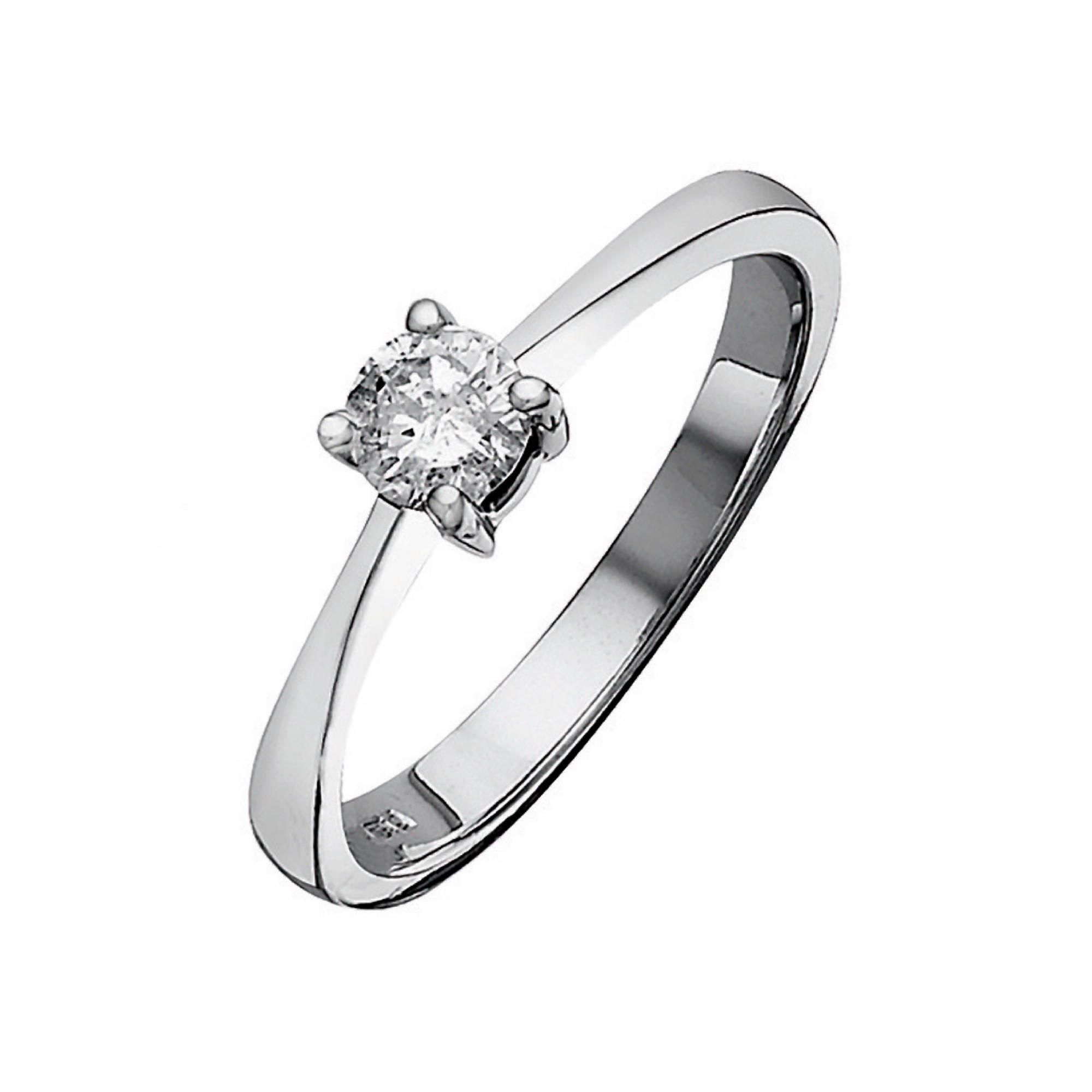 9ct White Gold 50Pt Diamond Solitaire Ring, P at Tesco Direct
