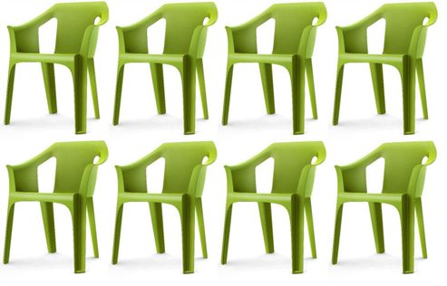 Image of Resol "cool" Garden Outdoor / Indoor Designer Plastic Chairs - Green - X8 Chairs