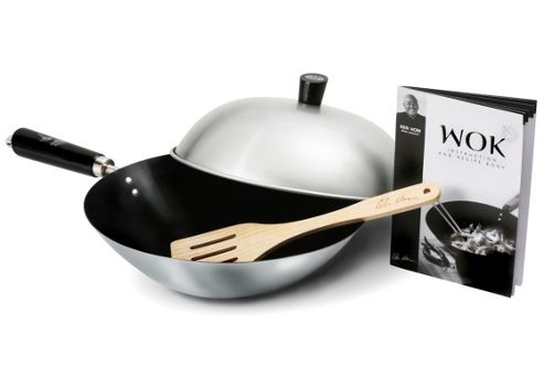 Image of Ken Hom 31cm Non-stick 4 Piece Wok Set, Silver