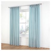Tesco Plain Canvas Unlined Belt Top Curtains W117xL137cm (46x54"), Duck Egg