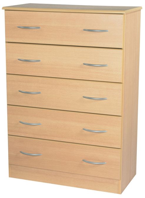 Image of Welcome Furniture Avon 5 Drawer Chest - Light Oak