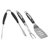 Tesco BBQ Soft Grip Stainless Steel Tools, 3 Pack