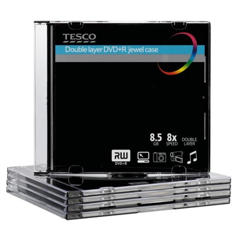 Image of Tesco Dvd+r Double Layer Disc Jewel Case - Pack Of 5