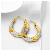 9ct Gold Crystal Encrusted Hexagonal Hoops