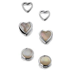 Sterling Silver Mother Of Pearl 3 Stud Set