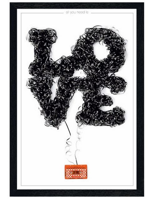 Image of Love Tape Black Wooden Framed All You Need Is Love Poster